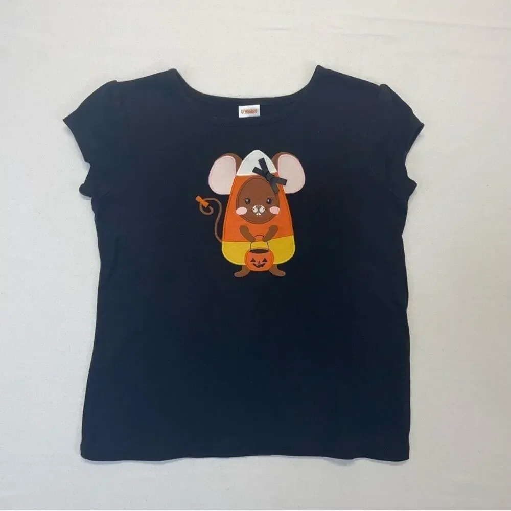 Gymboree Candy Corn Embroidered Tee Size 8-10 girls mouse pumpkin candy